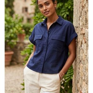 NWT Banana Republic Navy Blue Cotton Utility Shirt Size Small